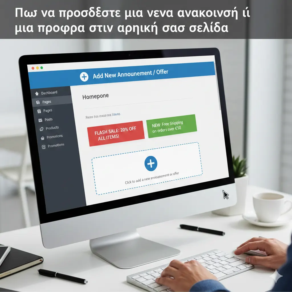 Πώς να προσθέσετε μια νέα ανακοίνωση ή μια προσφορά στην αρχική σας σελίδα